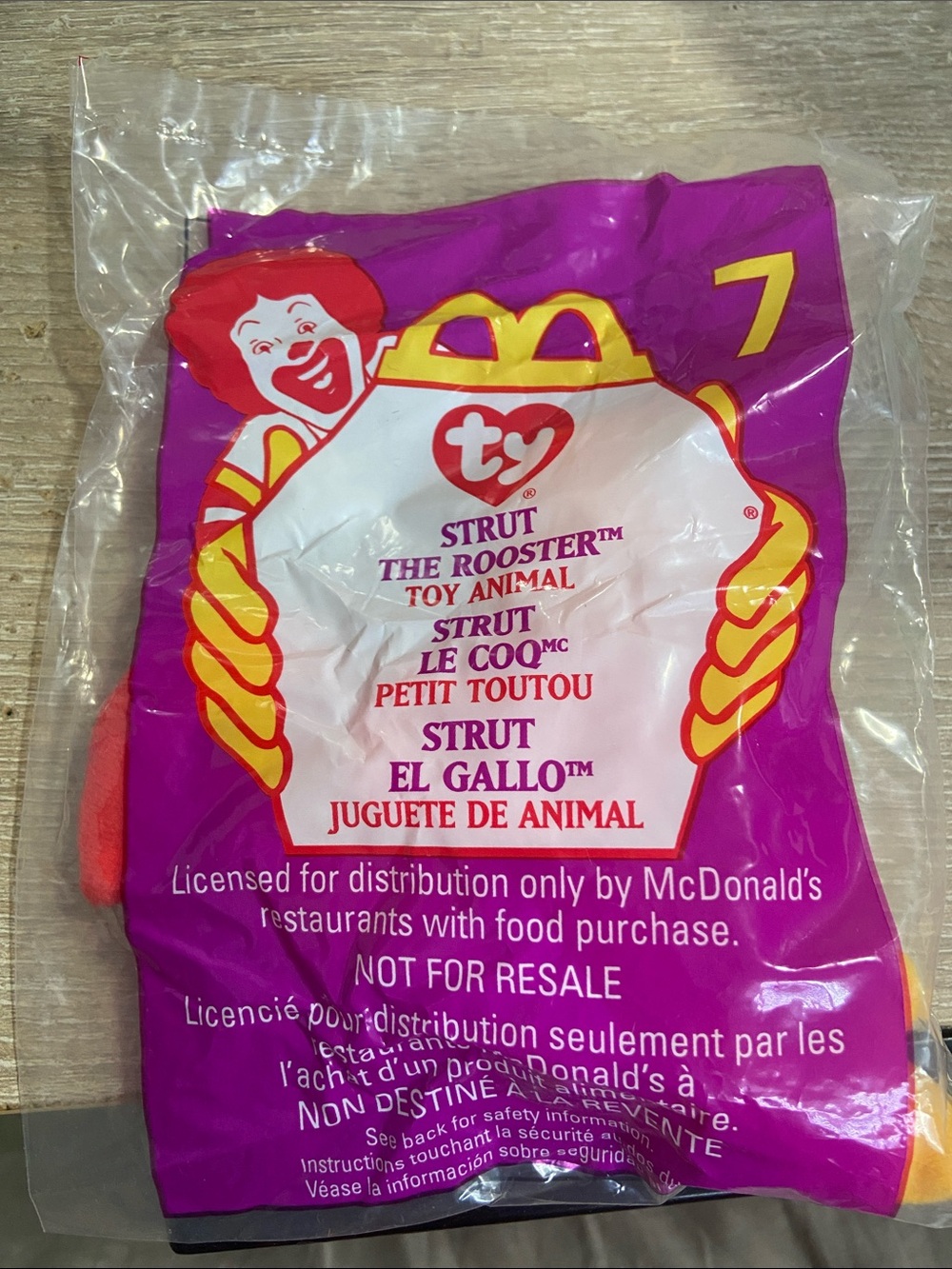 McDonald's Happy Meal 1993 Teenie Beanie # 7 Strut The Rooster (1999) Sealed